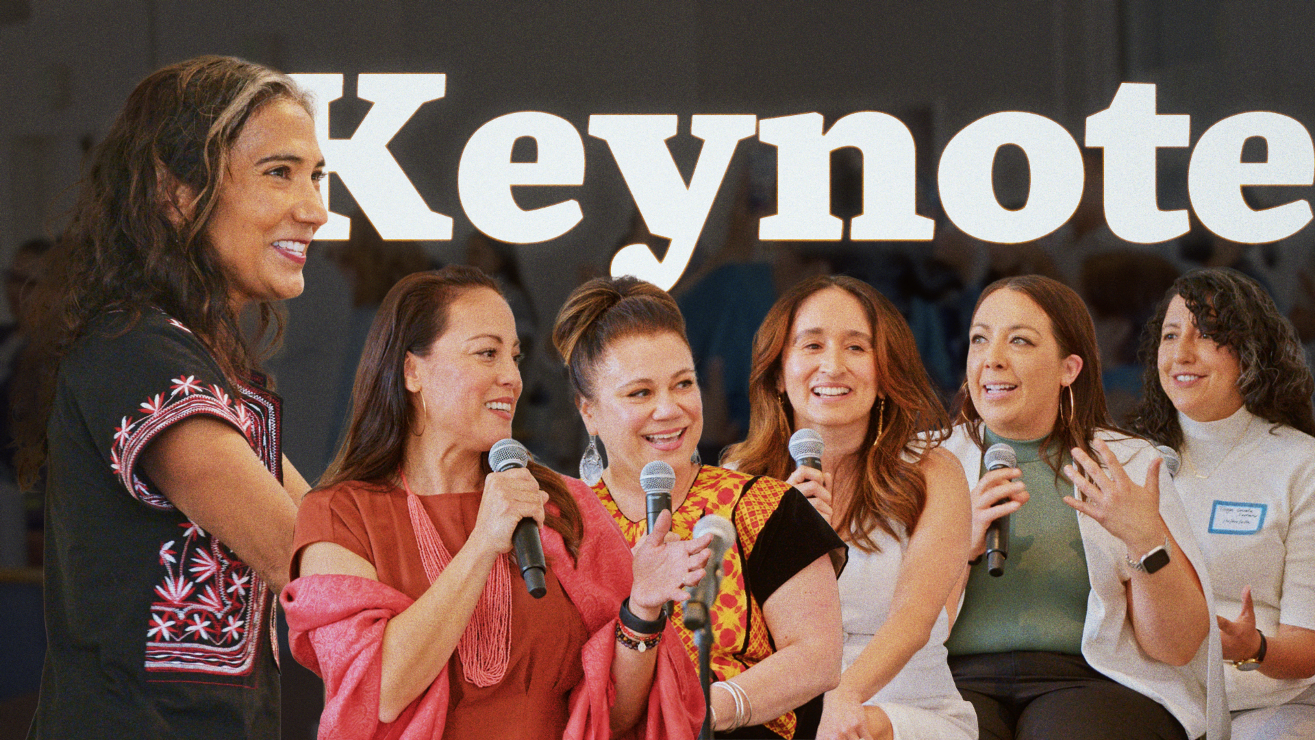 Group of panelists "Keynote" word overlay